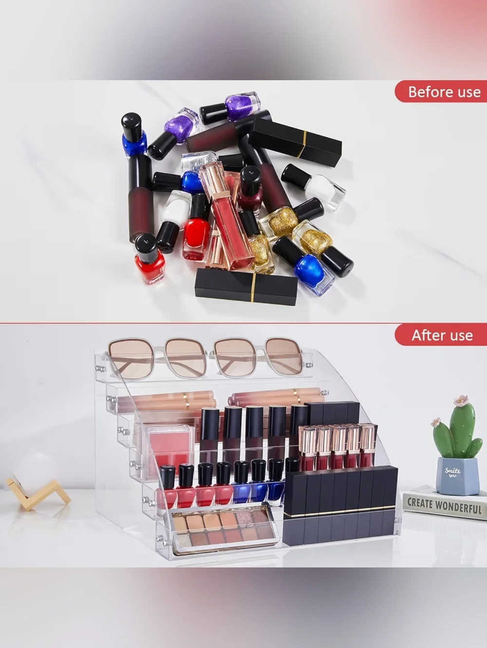 Clear Acrylic 6-Tier Lipstick & Cosmetic Organizer - Brand